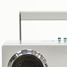 Load image into Gallery viewer, GPO Retro-Style Manhattan Boombox Stereo Bluetooth Speaker - Silver - IN-STORE PICKUP ONLY