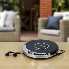 Load image into Gallery viewer, Jensen CD-60R Personal CD Player - 60 Second Anti-Skip/ Headphone Jack/ Earbuds/ Bass Boost/ FM Radio/ Silver and Black]
