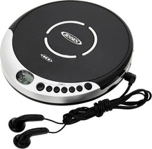 Load image into Gallery viewer, Jensen CD-60R Personal CD Player - 60 Second Anti-Skip/ Headphone Jack/ Earbuds/ Bass Boost/ FM Radio/ Silver and Black]
