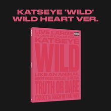 Load image into Gallery viewer, KATSEYE - Wild: Wild Heart Ver. [Compact Disc/ Photobook/ CD-R/ Group Photocard/ Sticker/ Photo Strip Frame/ Plastic Keyring/ 1 Photocard (random, 1 out of 5, standard CD Wild heart ver. Photo)]
