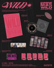 Load image into Gallery viewer, KATSEYE - Wild: Wild Heart Ver. [Compact Disc/ Photobook/ CD-R/ Group Photocard/ Sticker/ Photo Strip Frame/ Plastic Keyring/ 1 Photocard (random, 1 out of 5, standard CD Wild heart ver. Photo)]
