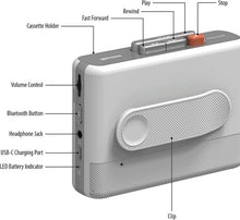 Load image into Gallery viewer, Maxell MXCP-P100WH Bluetooth Wireless Cassette Player [Hi Fi Sound/ White &amp; Silver]
