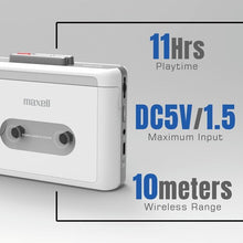 Load image into Gallery viewer, Maxell MXCP-P100WH Bluetooth Wireless Cassette Player [Hi Fi Sound/ White &amp; Silver]
