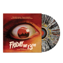 Load image into Gallery viewer, Harry Manfredini - Friday the 13th (1980 Original Score) [Ltd Ed Silver, Black, Red and Metallic Gold Splatter Vinyl/ 11&quot;x11&quot; Art Print/ Collectible Slipcase]
