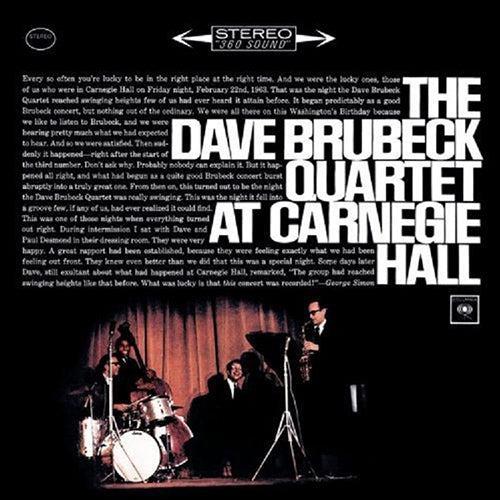 Dave Brubeck Quartet - At Carnegie Hall [180G/ 2LP/ Speakers Corner All-Analogue Audiophile Pressing]